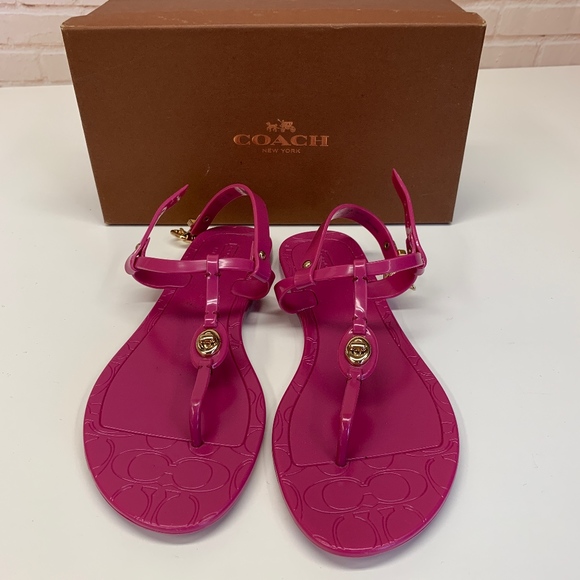 Coach Shoes - Coach Pink Pier Jelly Sandals T-Strap Flip Flop 8
